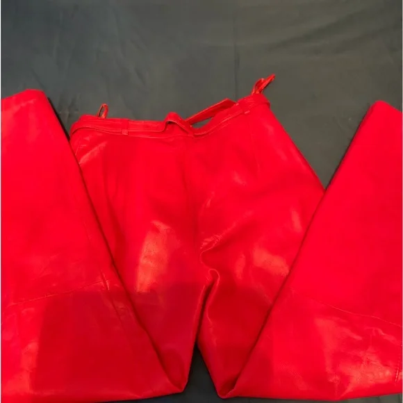 100% Leather Red Pants